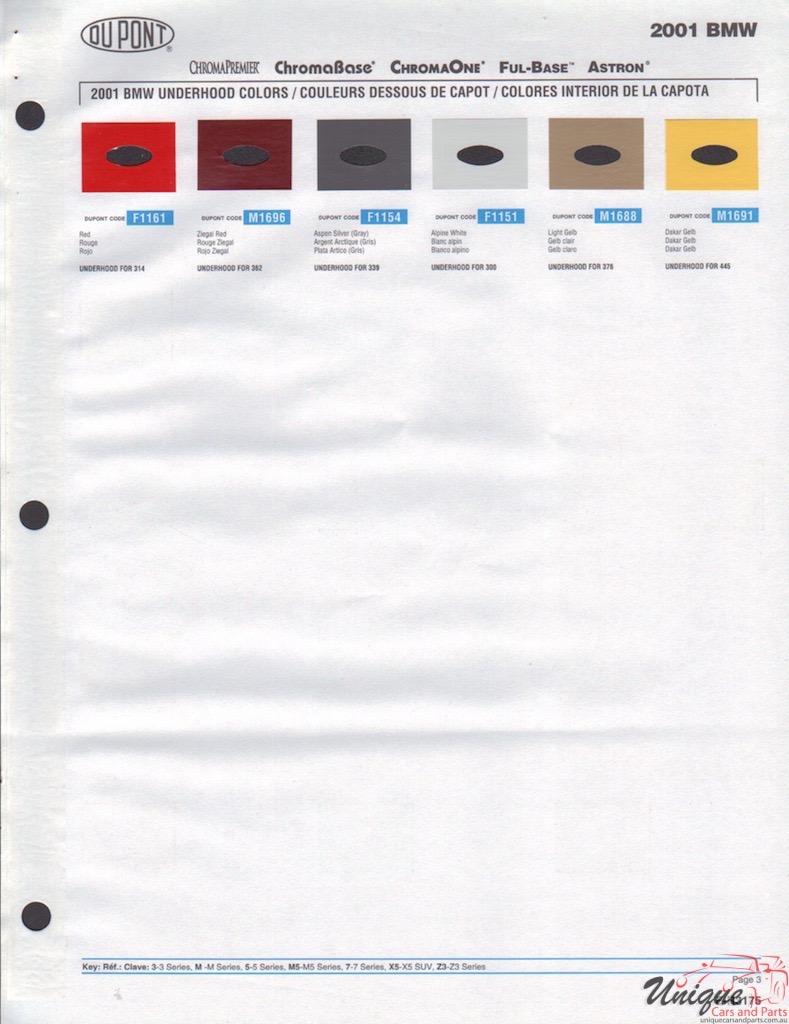 2001 BMW Paint Charts DuPont 3